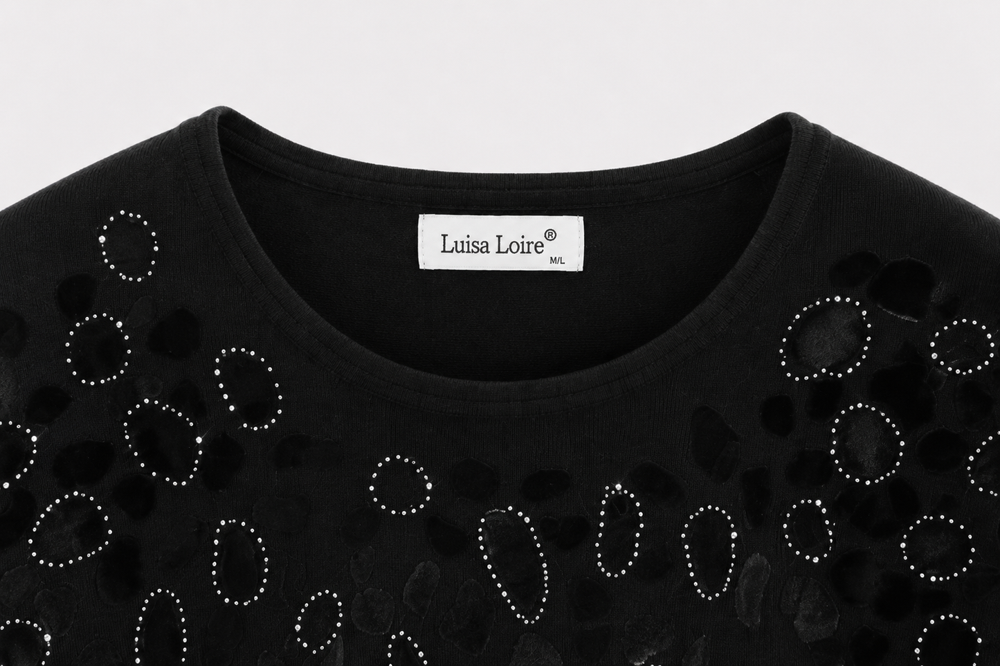 Jersey Luisa con Detalle Animal Print y Strass