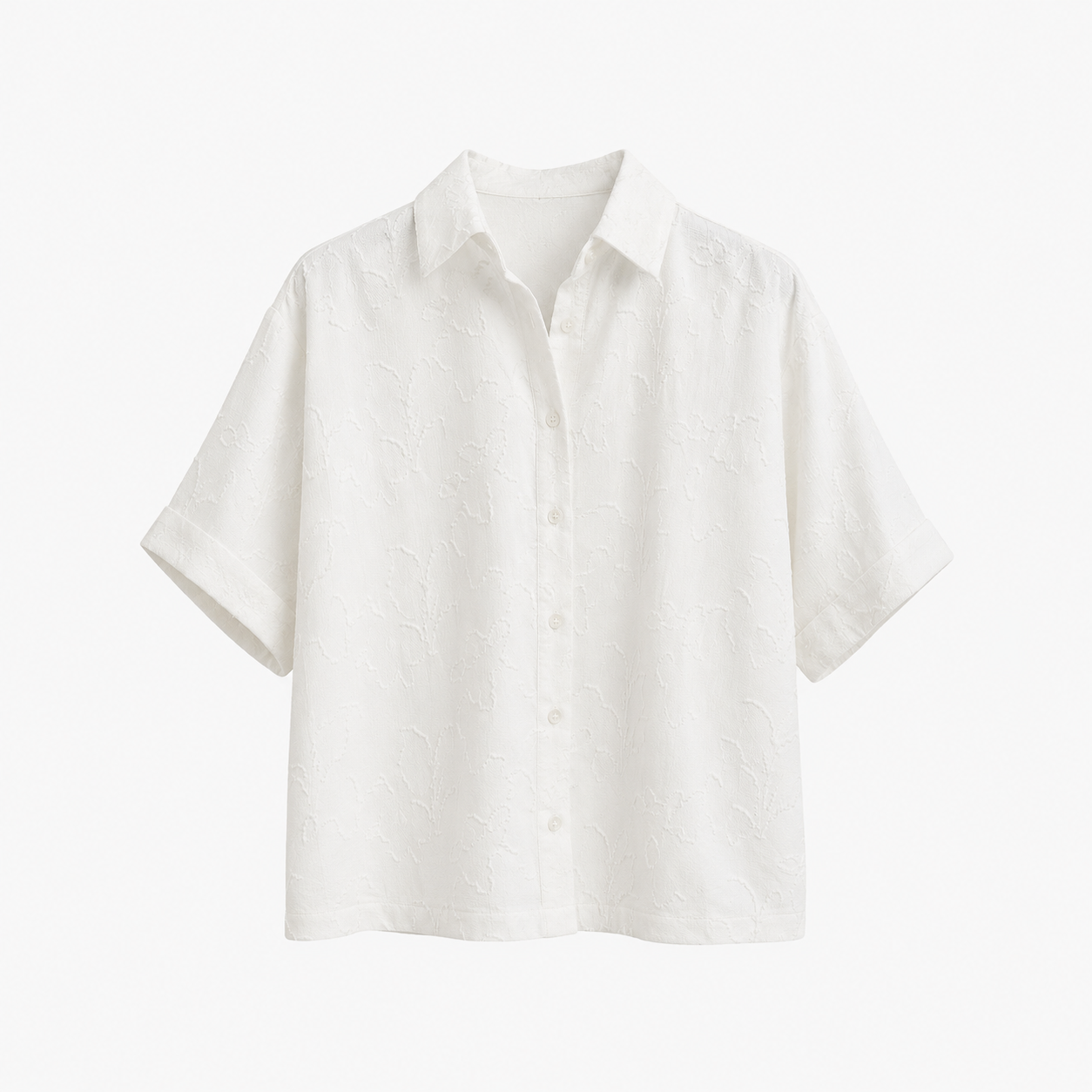 Camisa Blanca Textura Floral