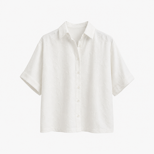 Camisa Blanca Textura Floral