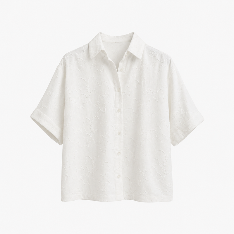 Camisa Blanca Textura Floral