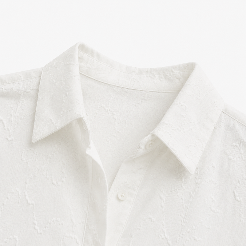 Camisa Blanca Textura Floral