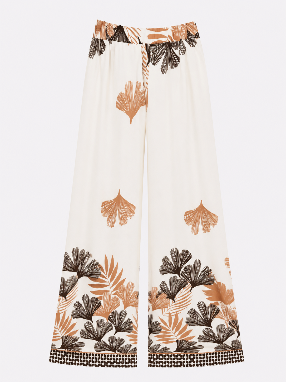 Pantalón Estampado Hojas Arena
