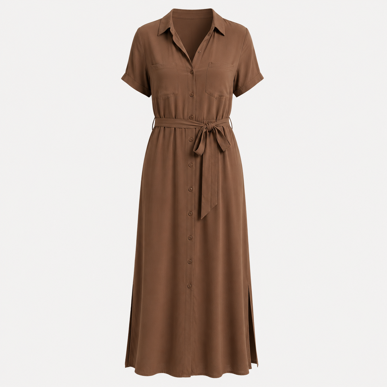 Midi Shirt Dress Camel