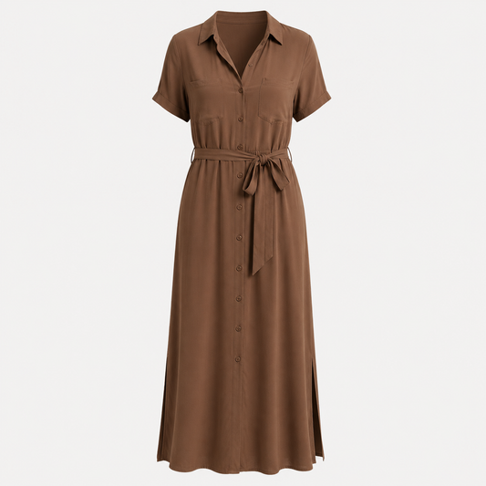 Midi Shirt Dress Camel