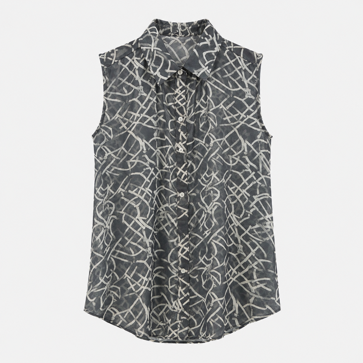 Blusa sin mangas cuello camisero