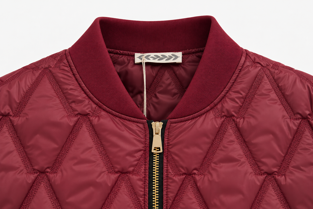 Chaqueta Bomber Acolchada con Cremallera Dorada
