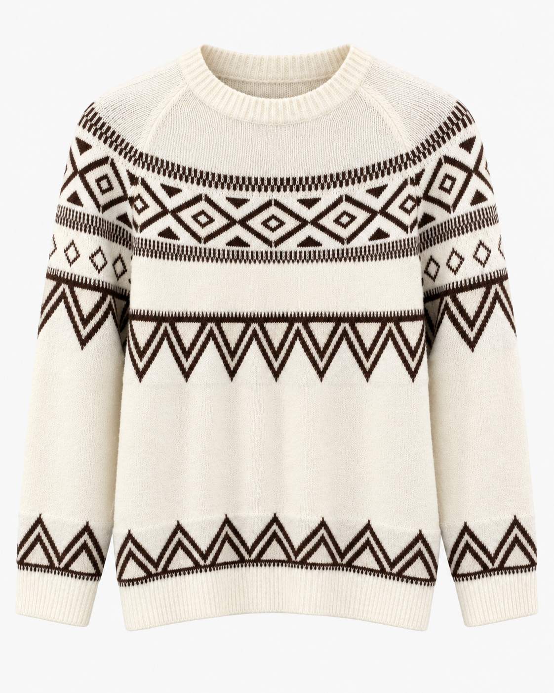 Jersey de Punto Nórdico en Crema y Chocolate