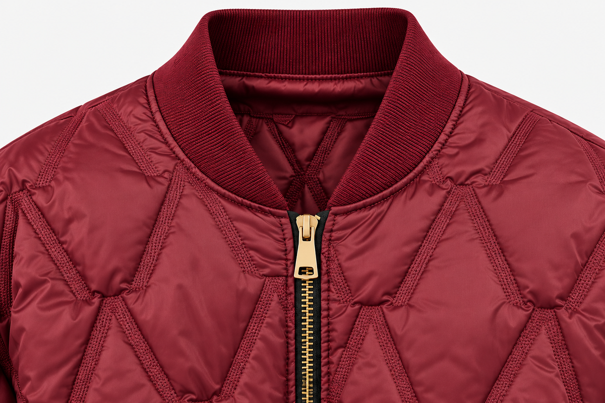 Chaqueta Bomber Acolchada con Cremallera Dorada