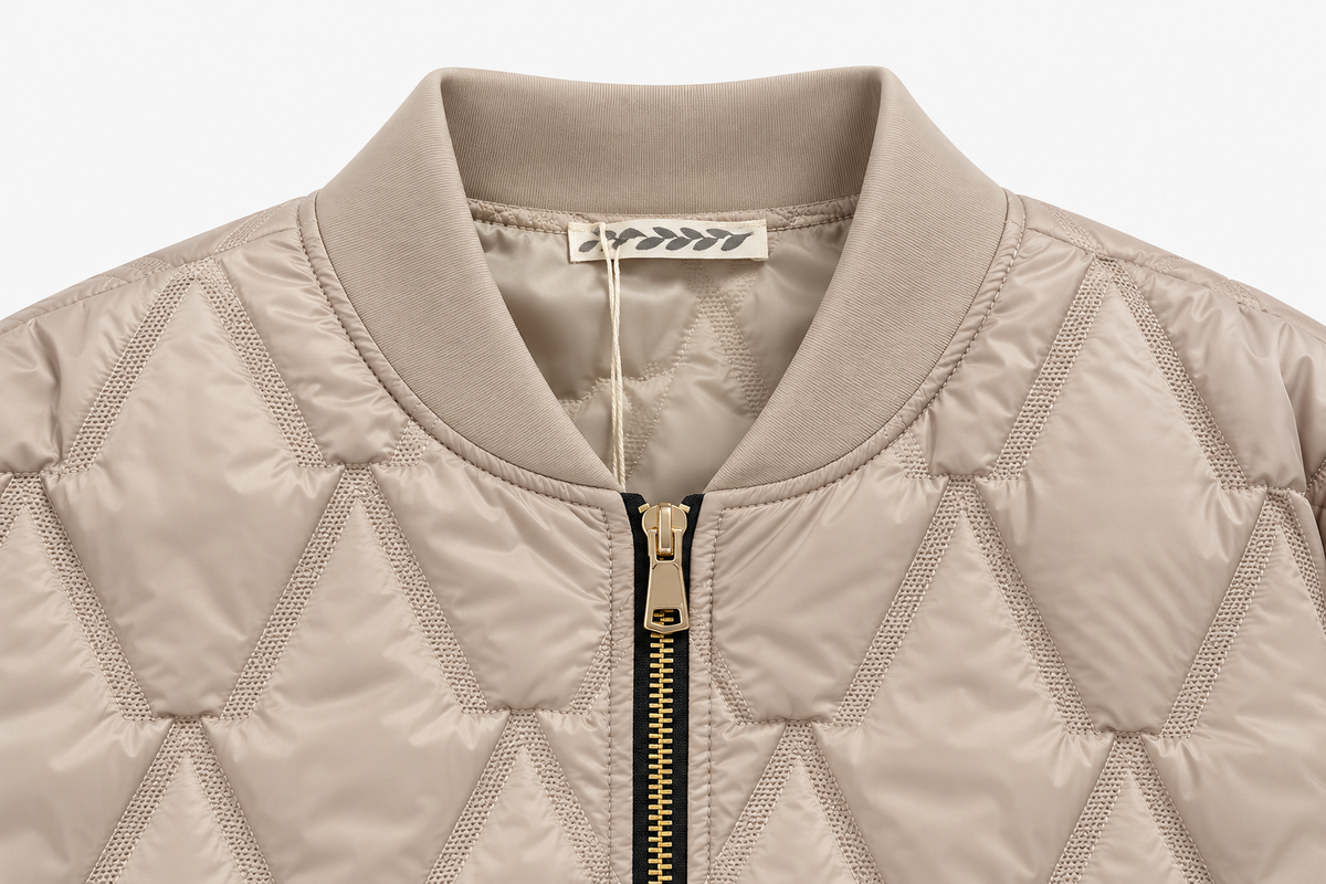 Chaqueta Bomber Acolchada con Cremallera Dorada