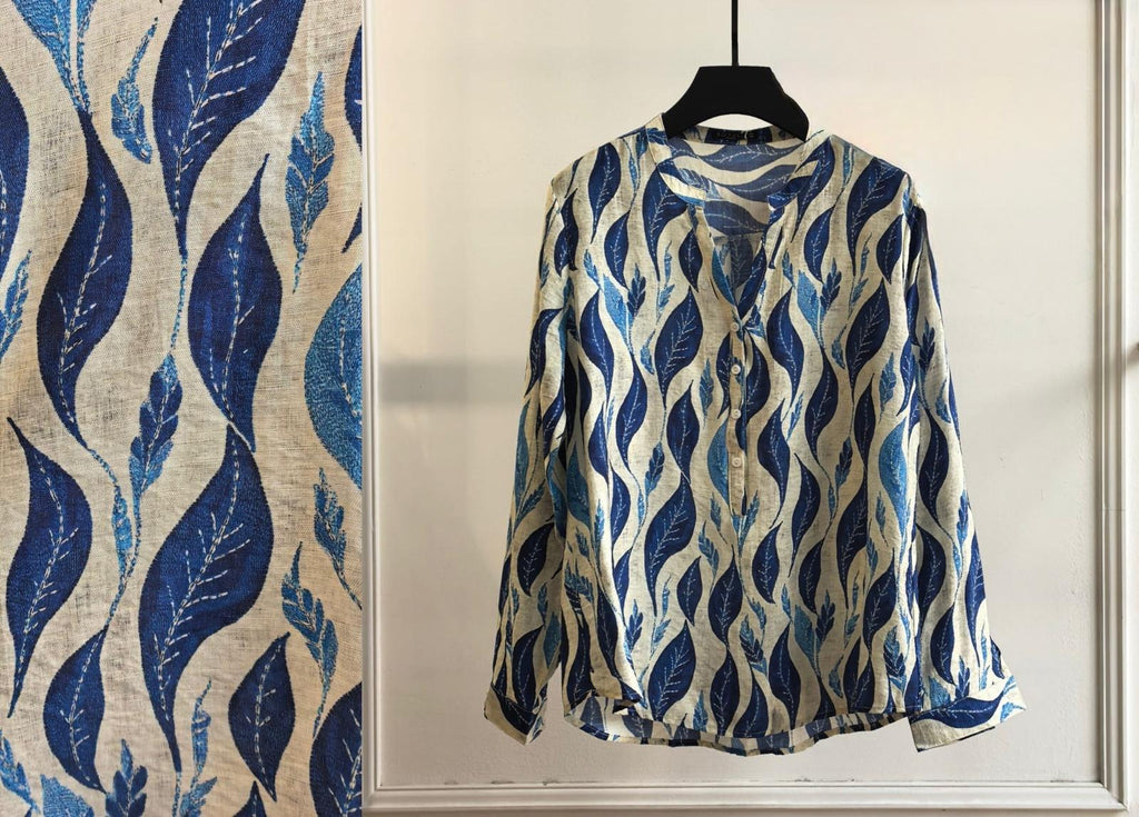 Blusa Estampada Cuello Pico Mujer - Prenda Versátil