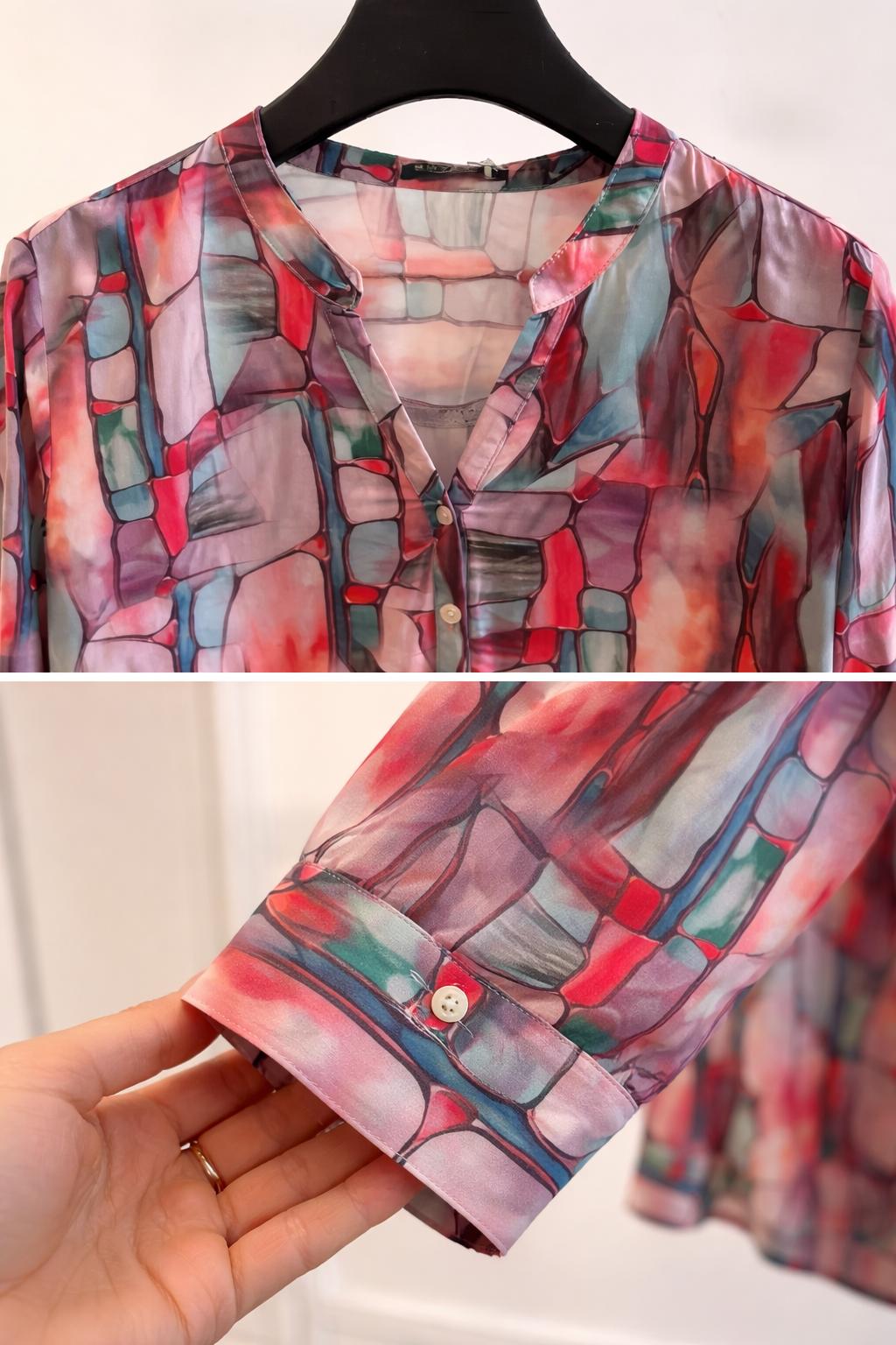 Blusa Estampada Cuello Pico Mujer - versátil