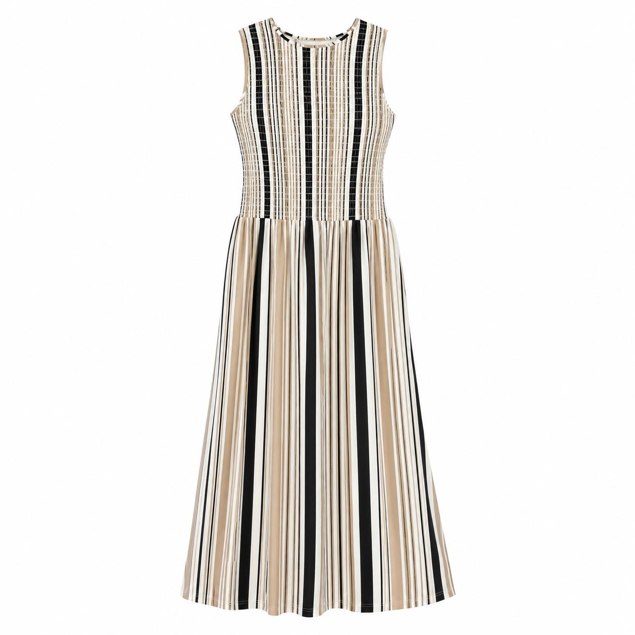 Vestido Midi Rayas Sin Mangas