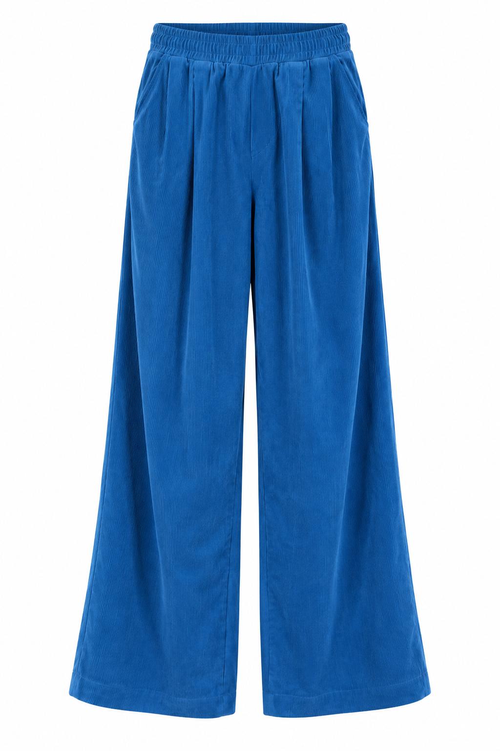 Pantalón palazzo azul de cintura elástica