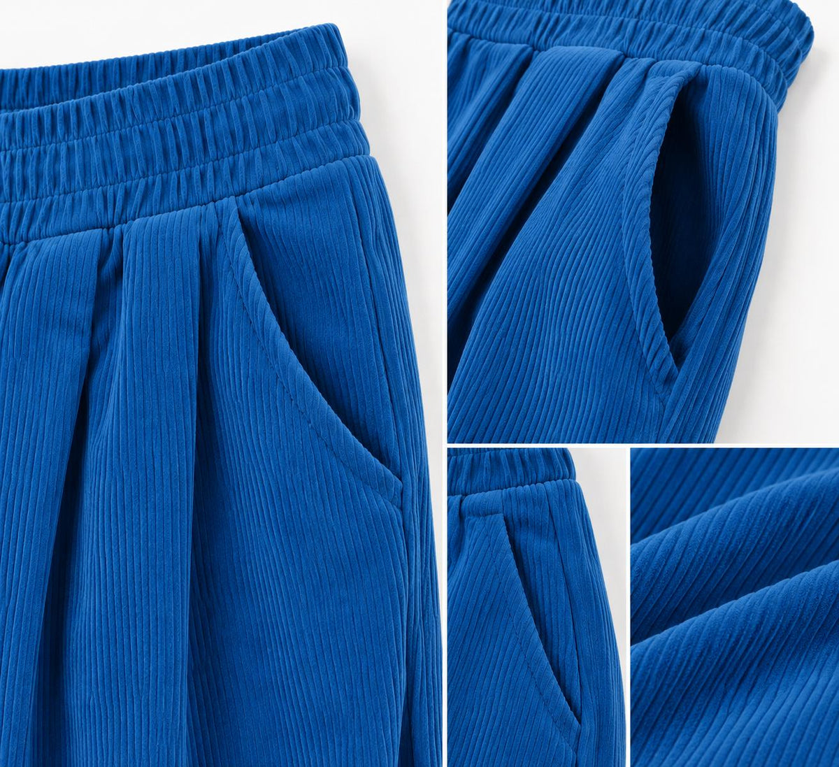 Pantalón palazzo azul de cintura elástica