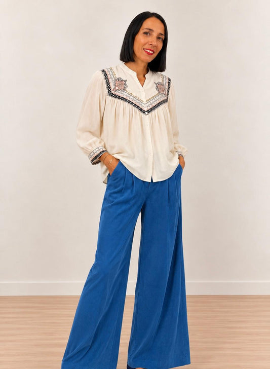 Blusa marfil de manga larga