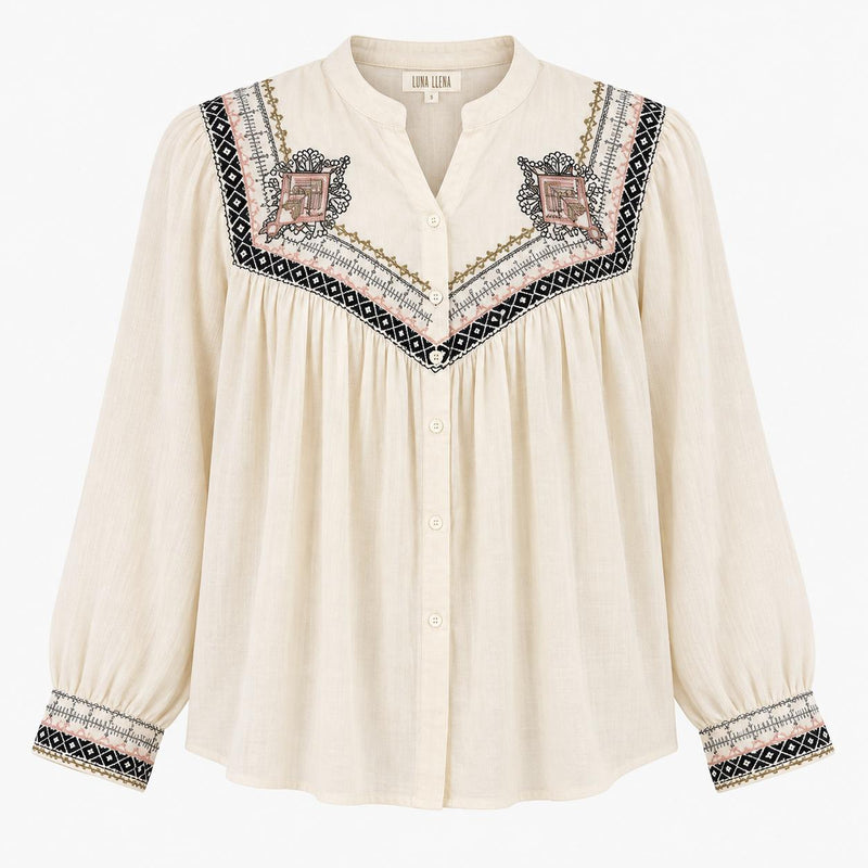 Blusa marfil de manga larga