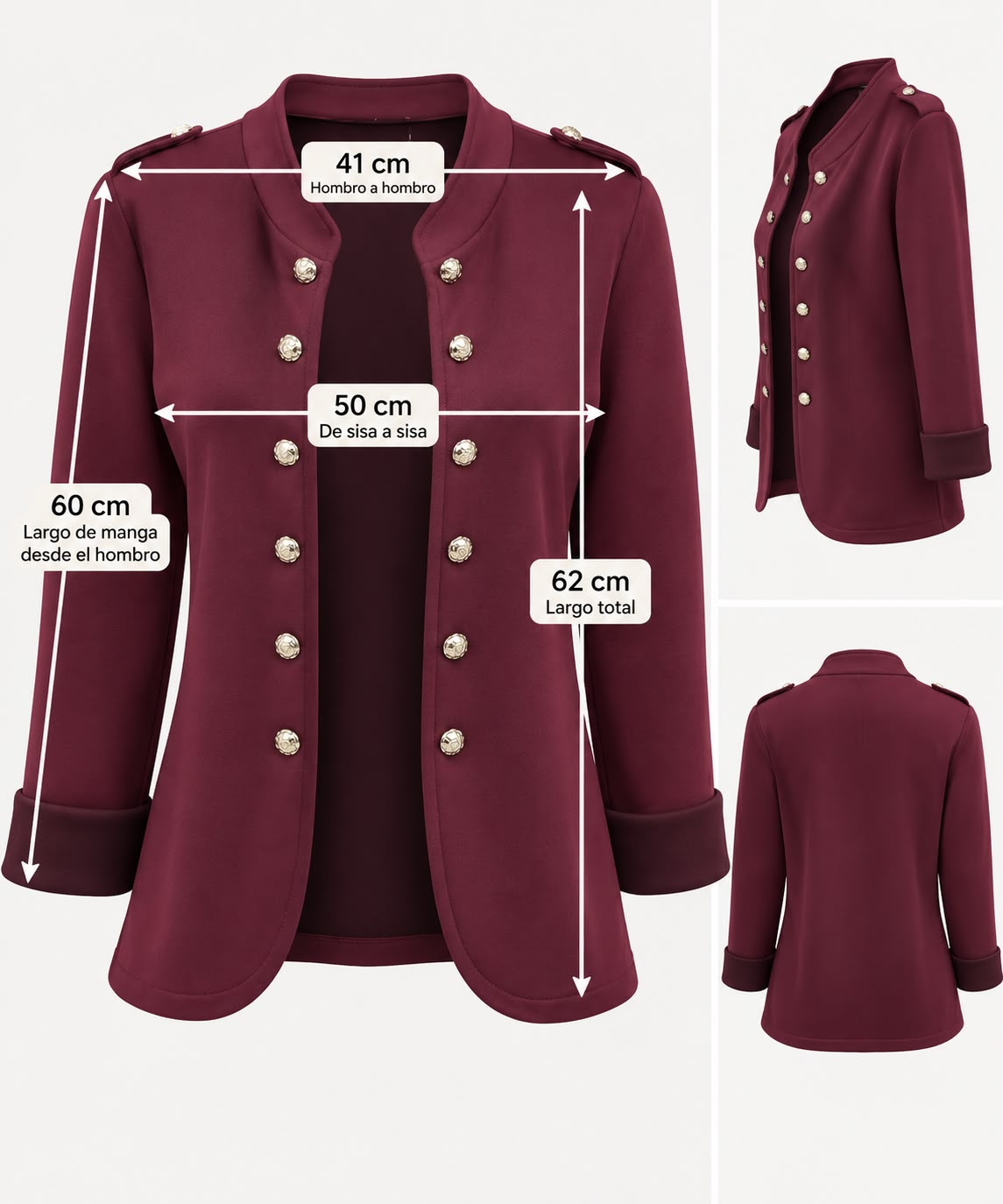 Chaqueta Militar con Botones Dorados