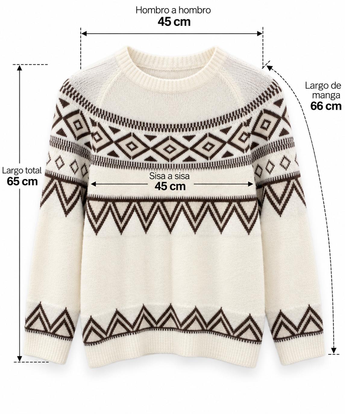 Jersey de Punto Nórdico en Crema y Chocolate