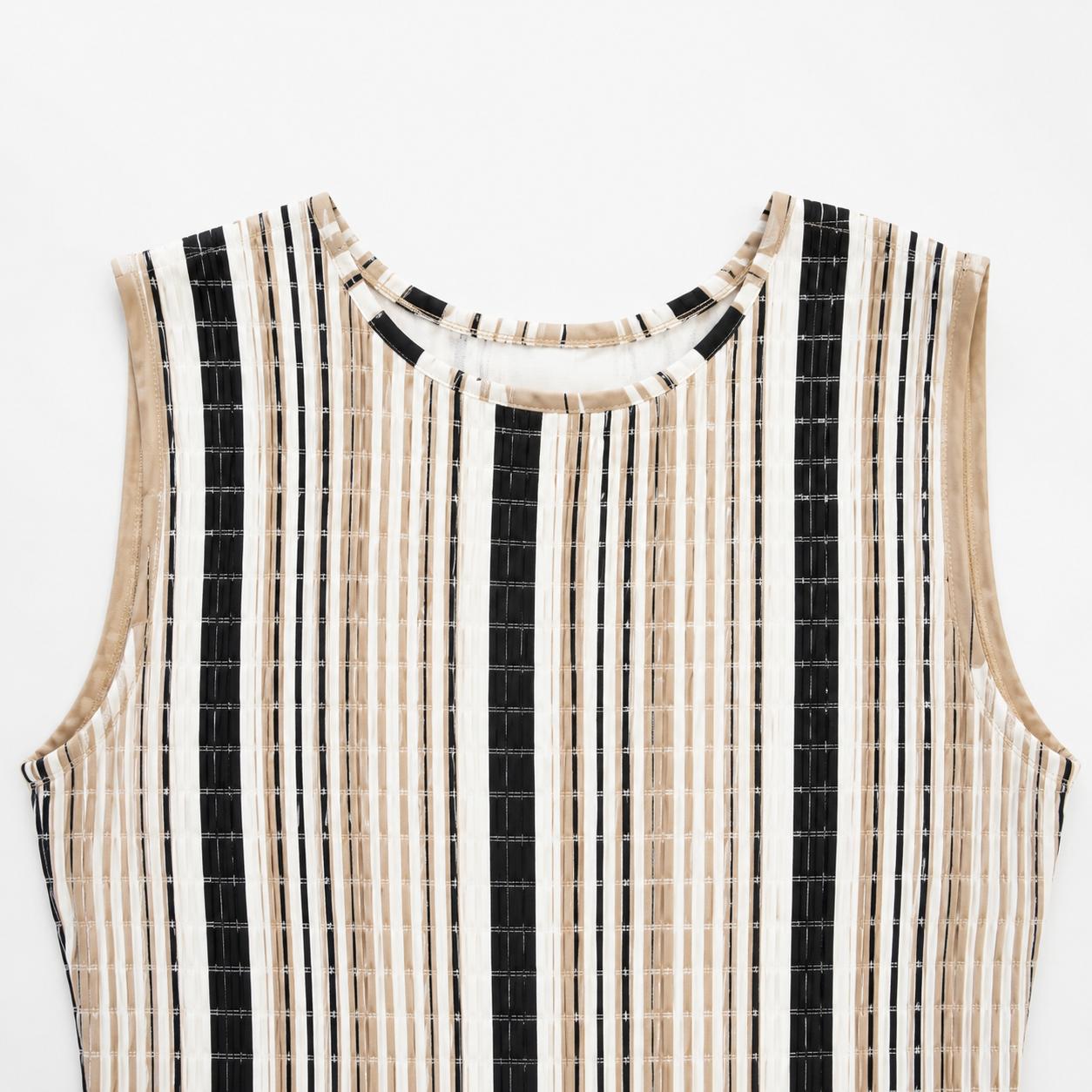 Vestido Midi Rayas Sin Mangas