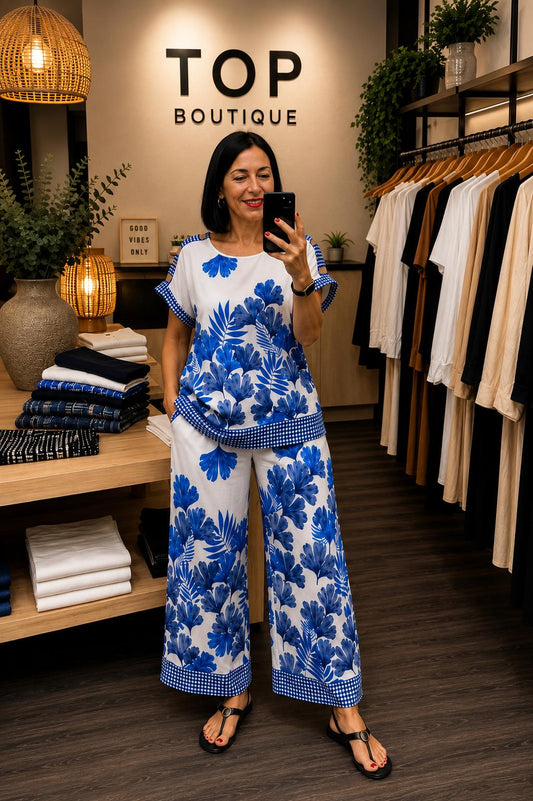 Pantalón Estampado Hojas