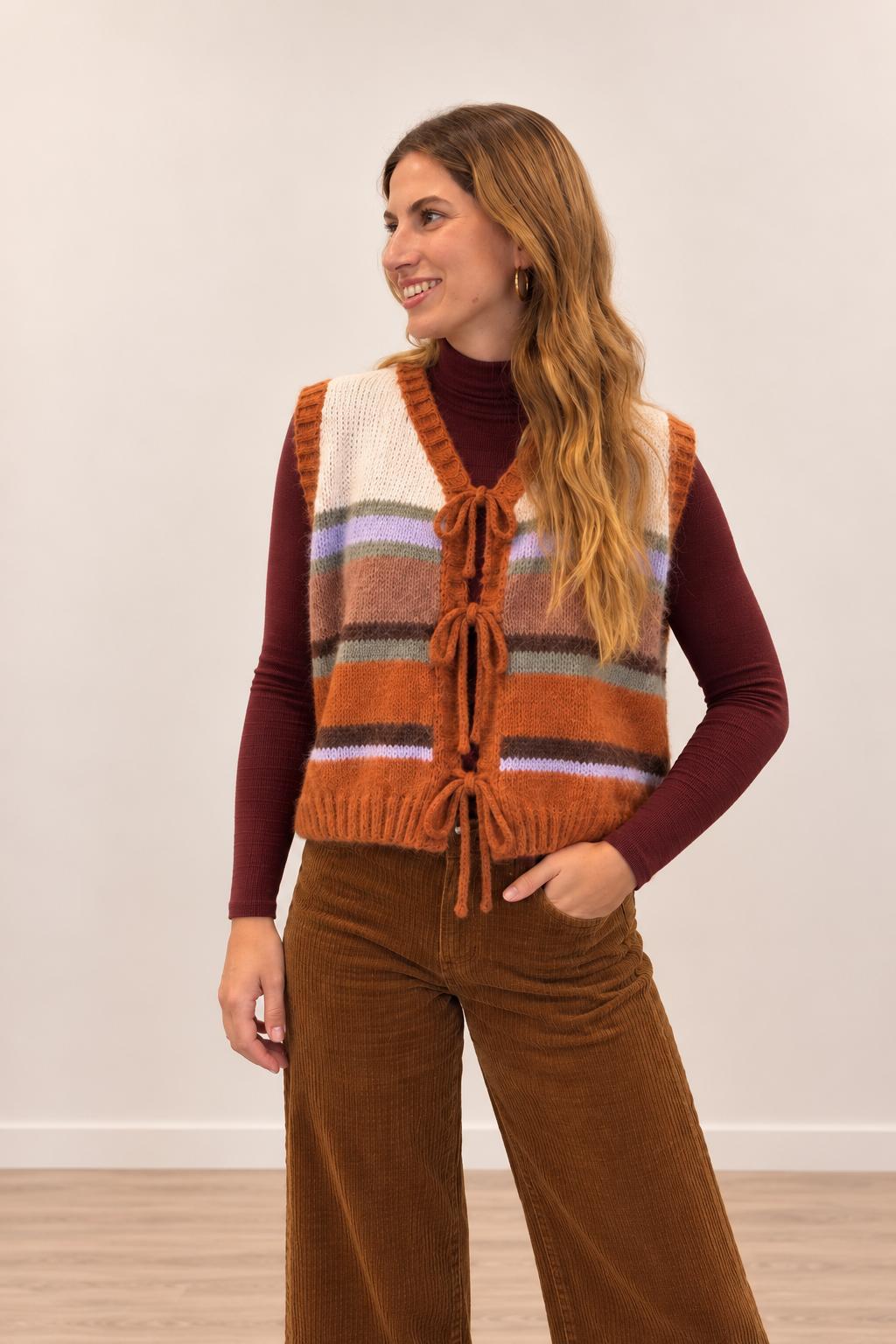 Chaleco de Punto Multicolor con Lazos