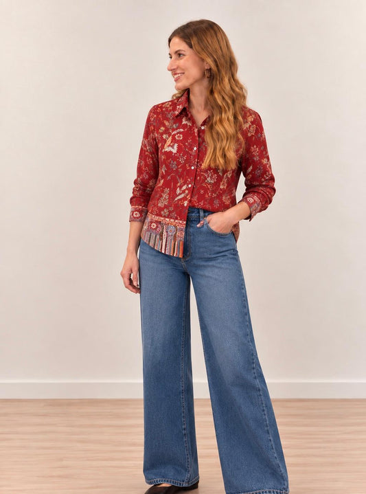 Blusa Estampada Boho Roja