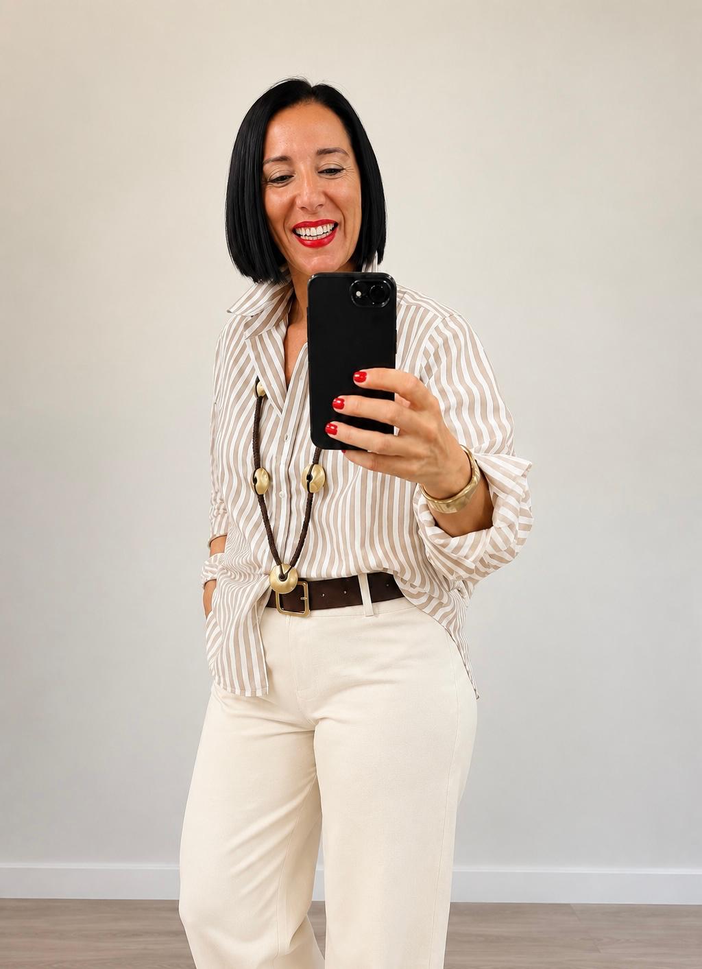 Camisa Oxford Rayas Chocolate