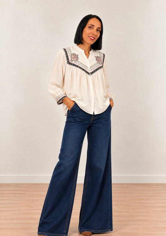 Blusa marfil de manga larga Luna Llena