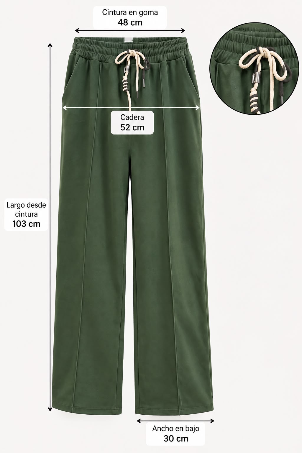 Pantalón Palazzo con Cordón Bicolor
