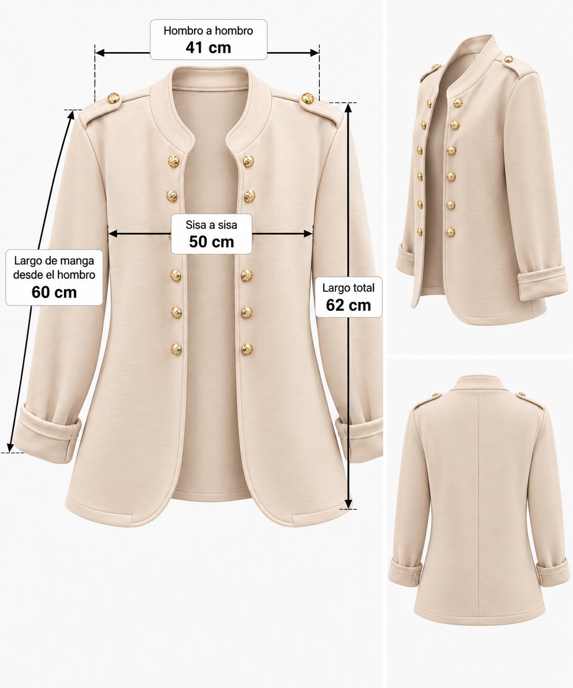 Chaqueta Militar con Botones Dorados