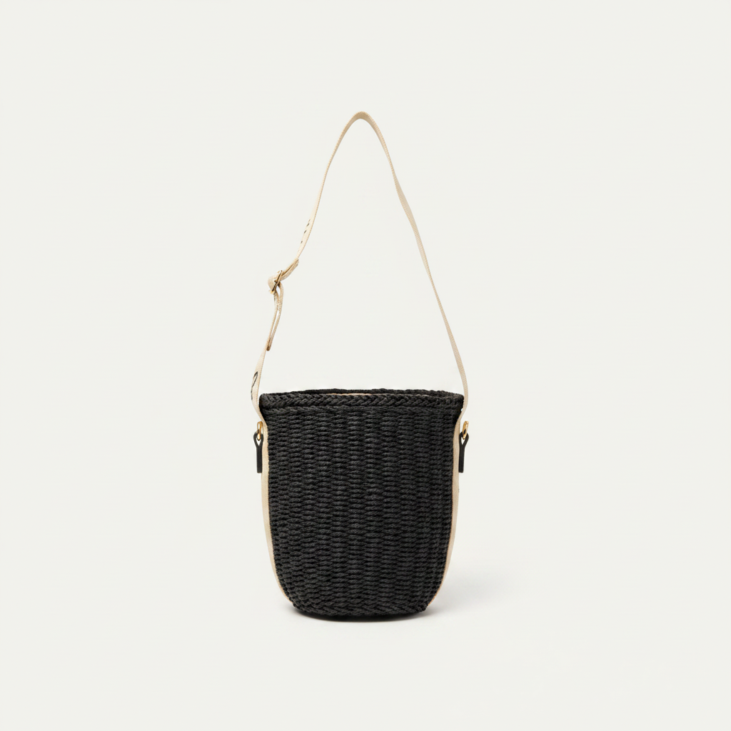 Bolso cesta negro delgado - frontal