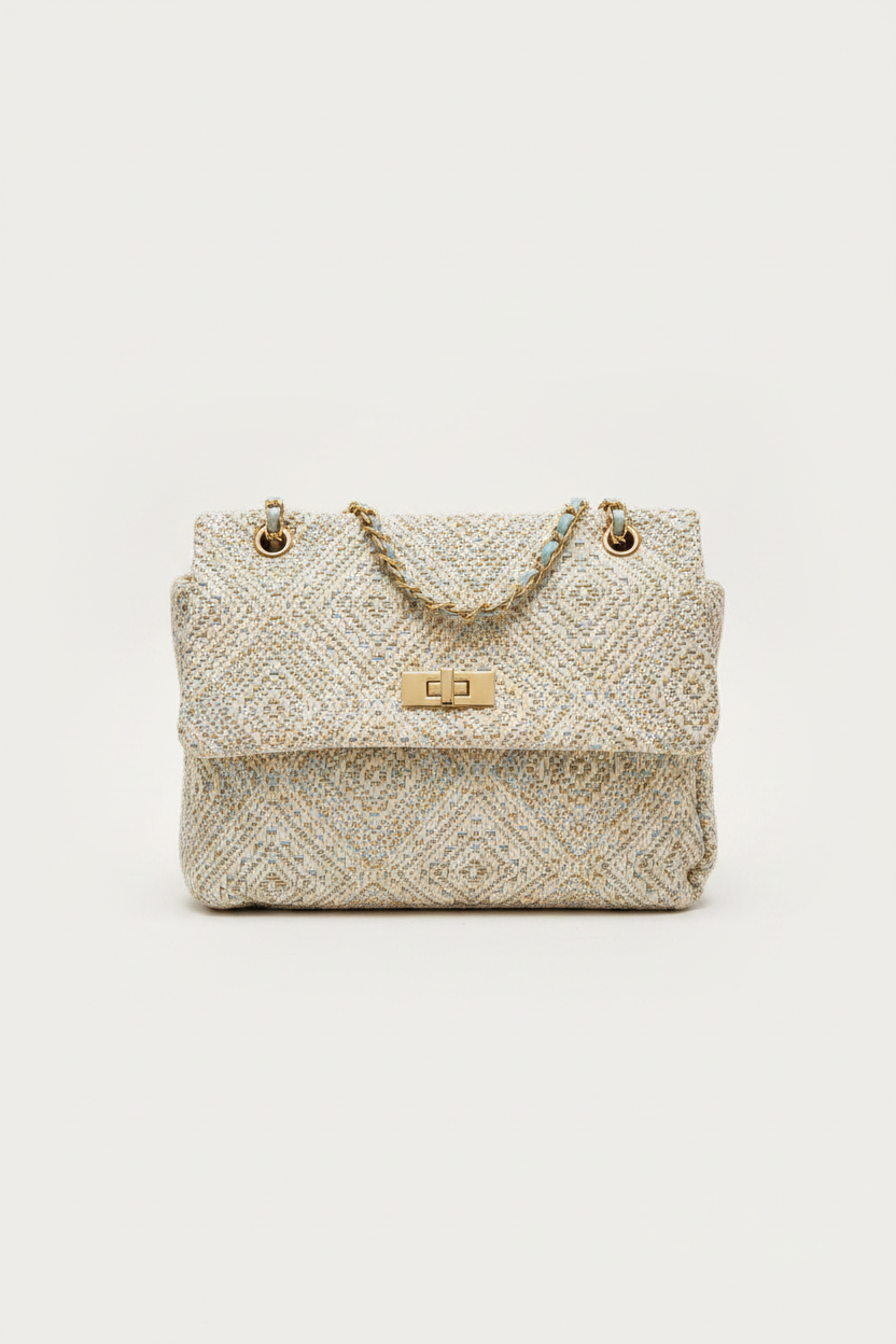 Bolso tweed cadena dorada - e-commerce