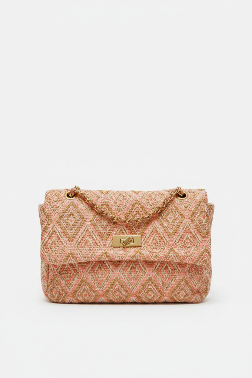 Bolso tweed rosa - frontal