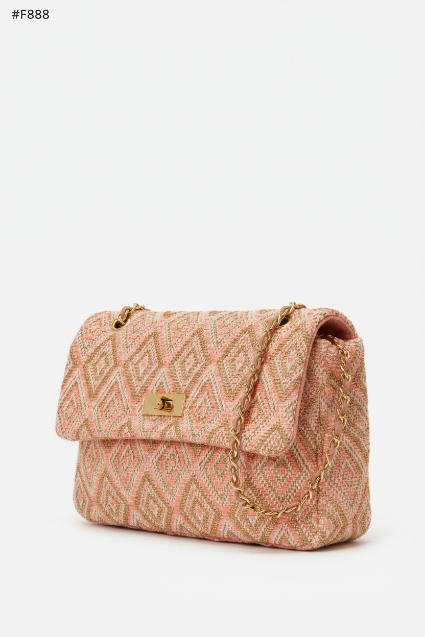 Bolso tweed rosa - lateral