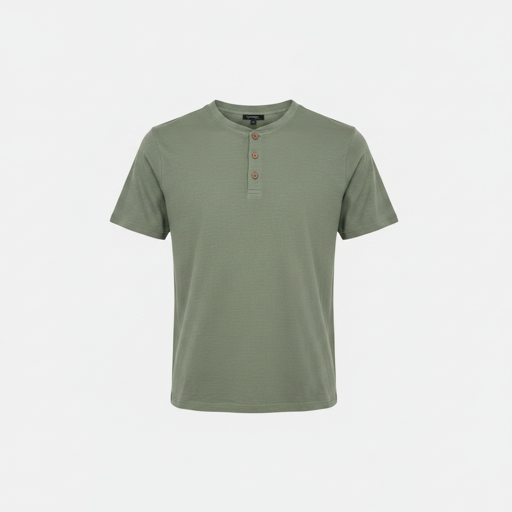 Camiseta Henley Verde Salvia - Foto Cuadrada