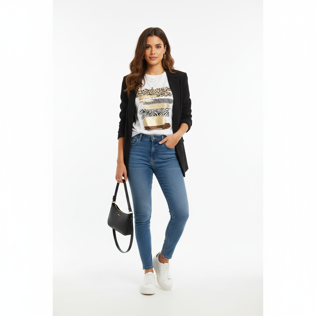 Camiseta con estampado de leopardo