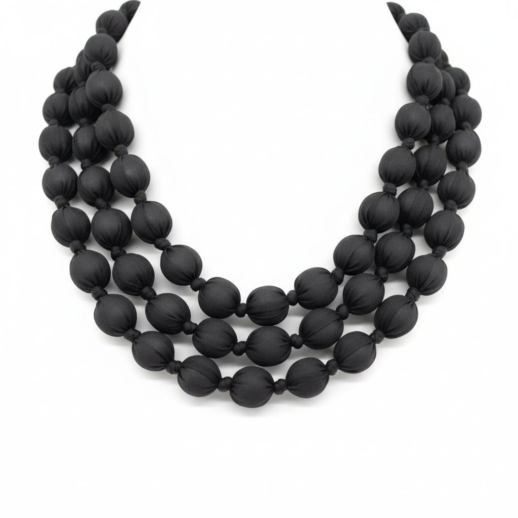 Detalle collar cuentas negras