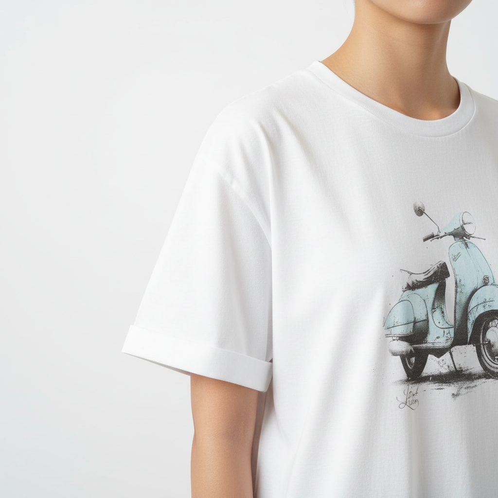 Detalle manga camiseta blanca