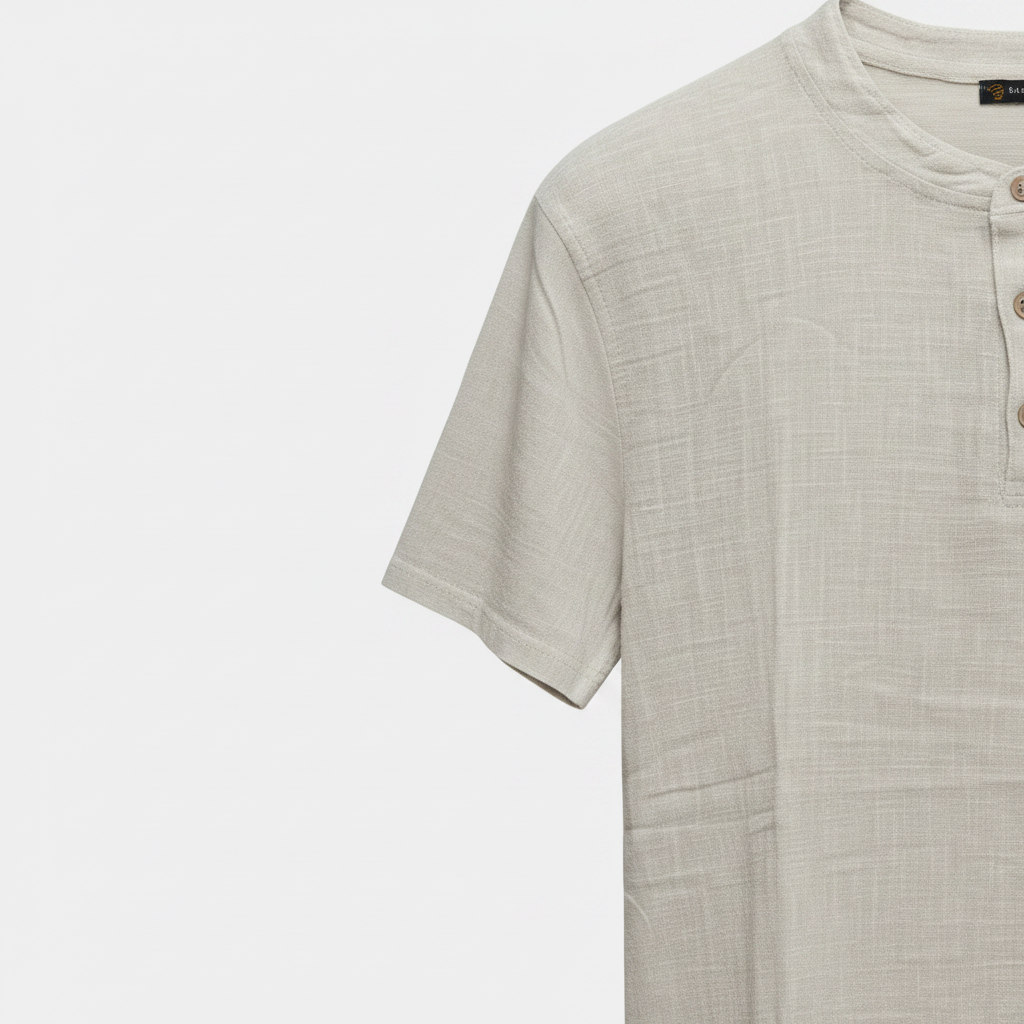 Detalle manga - Camiseta Henley Gris Claro