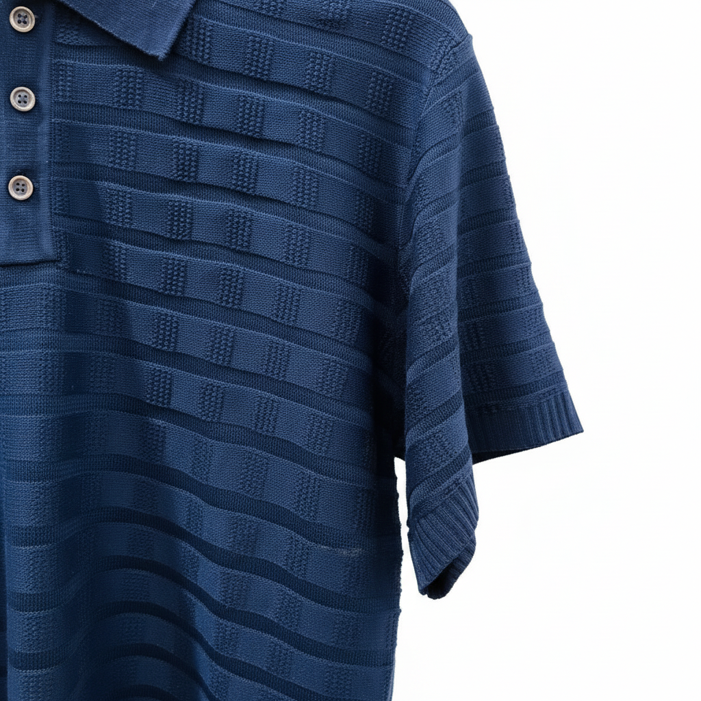 Detalle manga polo azul marino