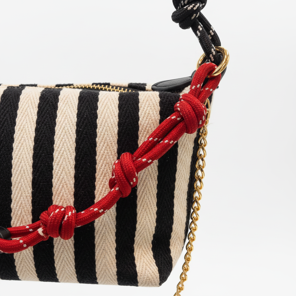 Detalle nudo rojo bolso baguette