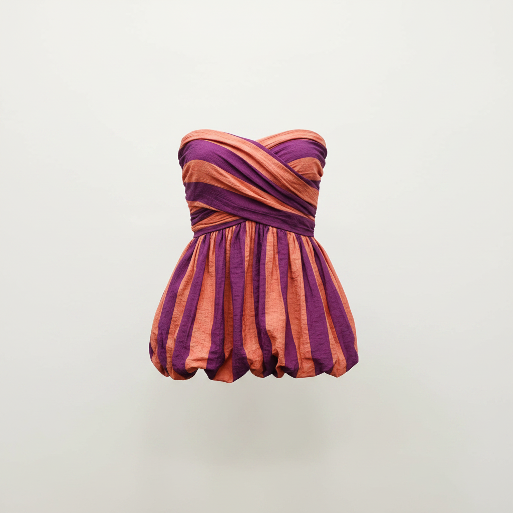 Falda Globo Rayas Morado Coral - Foto de Producto