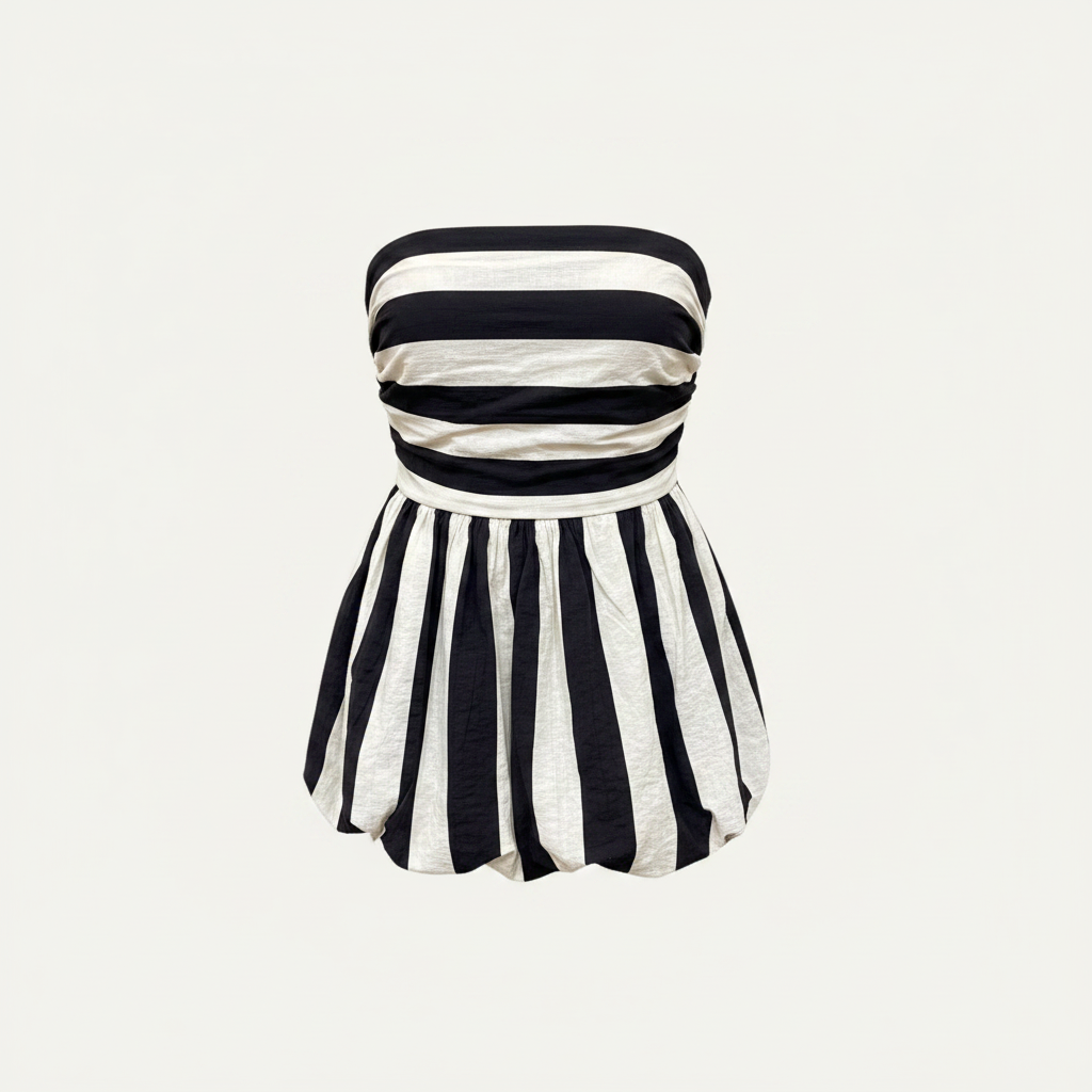 Falda Globo Rayas Negro Blanco - Frontal