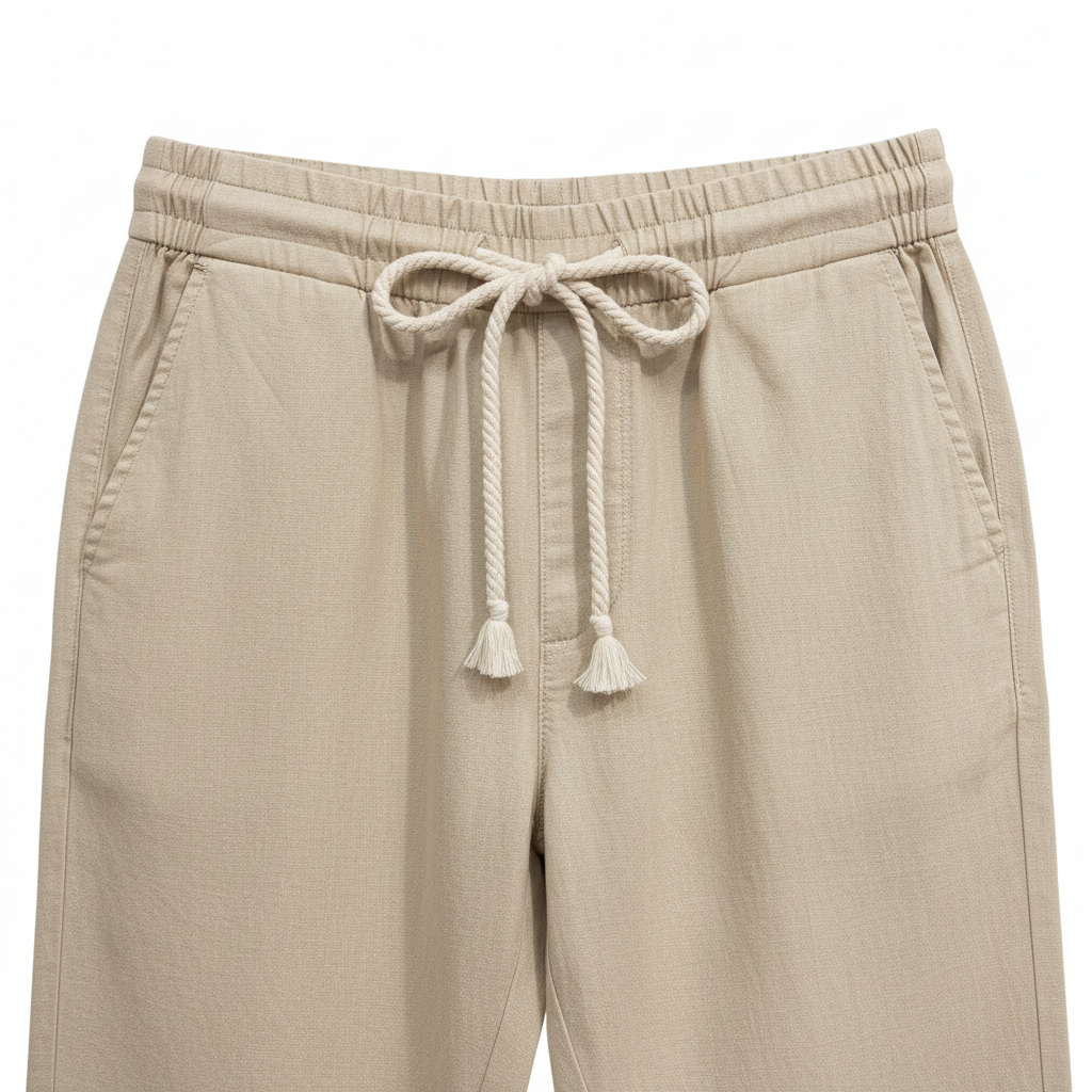 Detalle cintura pantalón lino beige