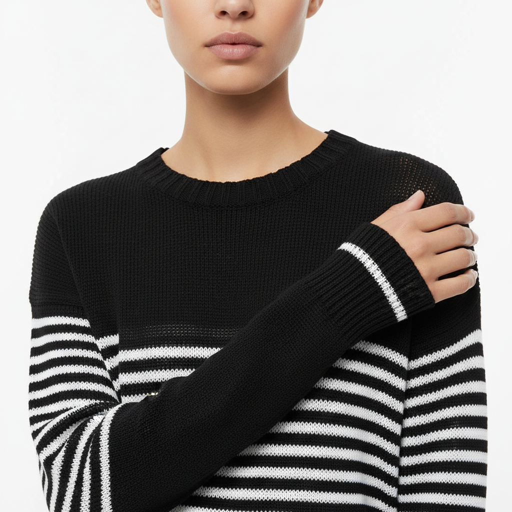 Jersey de rayas - detalle cuello y puños