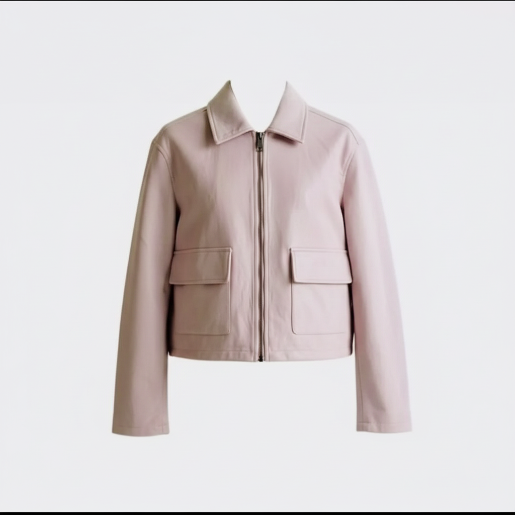 Parte delantera de la chaqueta rosa nube