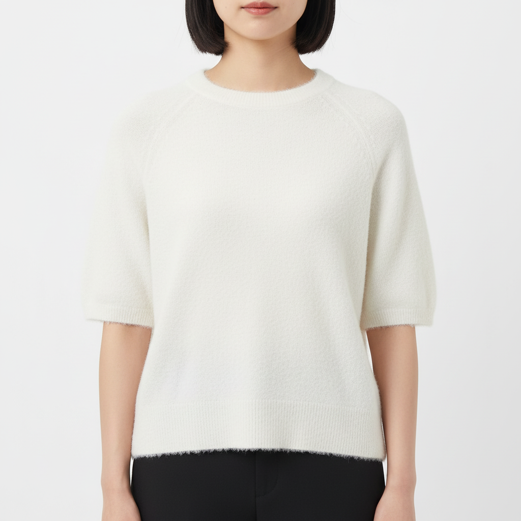 Modelo con Jersey Soft Touch blanco