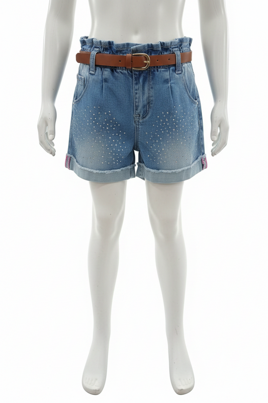Short Vaquero Niña con Strass y Cinturón