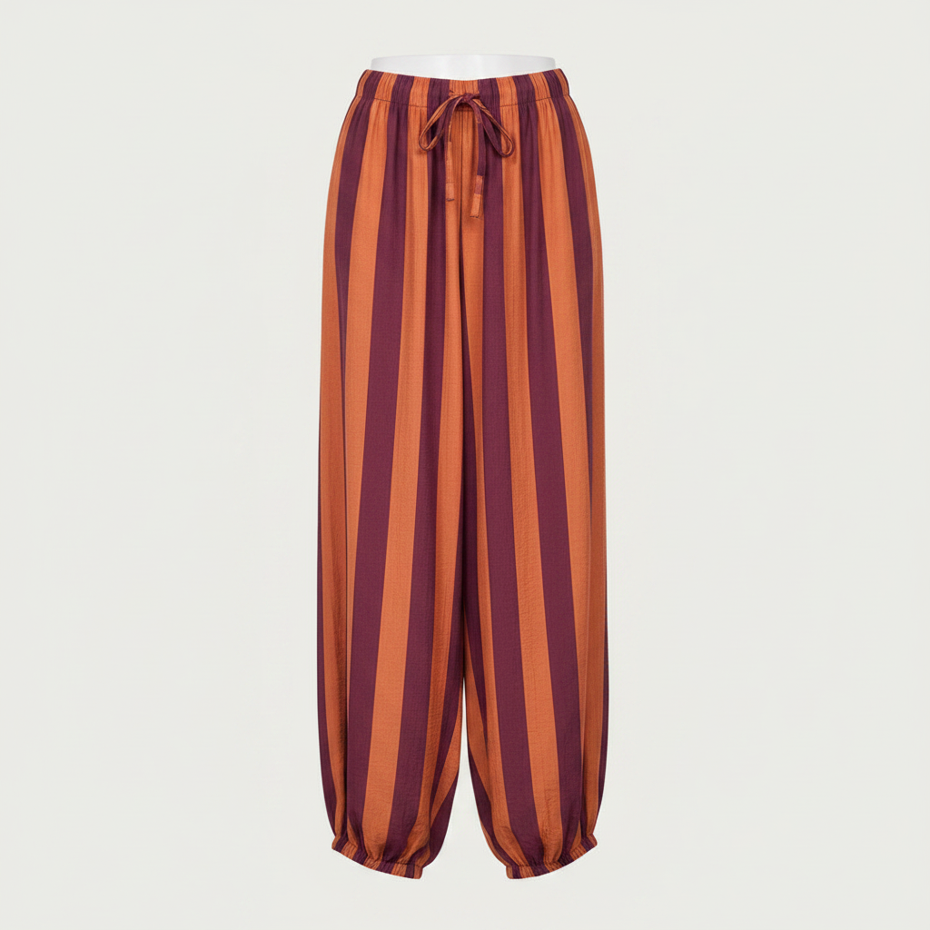 Pantalón palazzo burdeos naranja - frontal