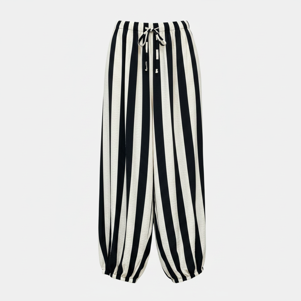 Pantalón palazzo negro blanco - frontal